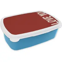 MuchoWow Broodtrommel Blauw - Lunchbox Schuin - Loveyou - Rood - Brooddoos 18x12x6 cm - Brood lunch box - Broodtrommels voor kinderen en volwassenen