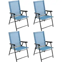 Costway Set van 4 tuinstoelen, klapstoelen met armleuningen, balkonstoelen met weerbestendige stof, terrasstoelen voor tuin, achtertuin en balkon