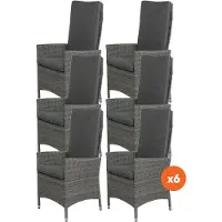 Van der Garde Tuinmeubelen Set van 6 - Timber wicker verstelbare tuinstoel - Organic Grey