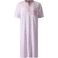 Lunatex - dames nachthemd 224176 - korte mouw - 100% katoen - roze - maat XXL