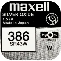 Maxell - 386 / SR43W - Zilveroxide Knoopcel - horlogebatterij - 2 (twee) stuks