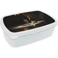 MuchoWow Broodtrommel Wit - Lunchbox Prosecco - Bubbels - Sfeervol - Drank - Brooddoos 18x12x6 cm - Brood lunch box - Broodtrommels voor kinderen en volwassenen