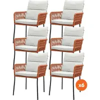 Van der Garde Tuinmeubelen Set van 6 - Teresa dining tuinstoel Rope - Terra
