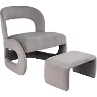 Costway Fauteuil met kruk, oversized relaxstoel met open rug en breed zitvlak, gevoerde leesstoel, tv-stoel XXL, ruimtebesparende oorfauteuil voor woonkamer, slaapkamer, kantoor