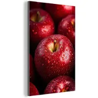 MuchoWow Aluminium schilderij 60x90 cm - Wanddecoratie metaal - Rood - Appels - Fruit - Metalen muurdecoratie woonkamer - Decoratie industrieel - Foto op dibond - Industriële accessoires slaapkamer