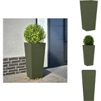 vidaXL Plantenbak 35x35x75 cm staal olijfgroen