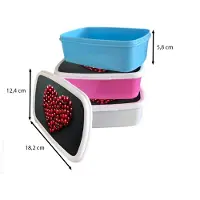 MuchoWow Broodtrommel Blauw - Lunchbox Kersen - Hart - Rood - Zwart - Brooddoos 18x12x6 cm - Brood lunch box - Broodtrommels voor kinderen en volwassenen
