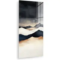 MuchoWow Glasschilderij 40x80 cm - Schilderij acrylglas - Bergen - Donkerblauw - Landschap - Foto op glas - Muurdecoratie woonkamer - Wanddecoratie slaapkamer - Schilderijen