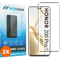 Mobigear Screenprotector geschikt voor HONOR 200 Pro Glazen | Premium Screenprotector - Case Friendly - Zwart (2-Pack)