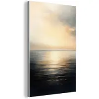 MuchoWow Aluminium schilderij 20x30 cm - Wanddecoratie metaal - Zon - Horizon - Zee - Metalen muurdecoratie woonkamer - Decoratie industrieel - Foto op dibond - Industriële accessoires slaapkamer