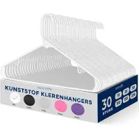 SereneLife Kleerhanger - Plastic Hangers - Antislip Ruimtebesparende Kledinghangers - 30Stuks - Duurzaam en Sterk voor Hemden, Truien, Hoodies, Kinderkleding en Jurken - Lichtgewicht - Wit