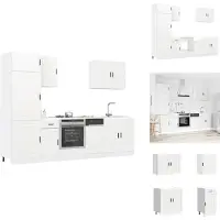 vidaXL Keukenkast Set - Keukenkast Sets - Keukenunit Set - Kast Set - 7-delige Keukenkastenset Kalmar bewerkt hout wit