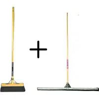 Synx Store Synx Tools Paardenhaar 29cm + Vloertrekker 100cm met Steel 150cm - Kamerveger – Vloerreiniger – Moppen – Zachte binnenbezem met steel 120cm