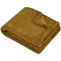 Stof Textiles Plaid / bankdeken / bedsprei Columbia - camel - 130 x 160 cm - zachte polyester - 1 persoons