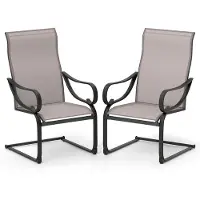 Costway Tuinstoelen, set van 2, cantileverstoelen met hoge rugleuning en zitting van netweefsel, terrasstoelen, schommelstoelen, outdoorstoelen voor tuin, veranda, zwembad