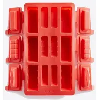 Lékué bakvorm voor 6 rechthoekige mini buches uit silicone rood 29x17x3.6cm