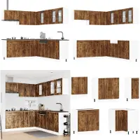 vidaXL 11-delige Keukenkastenset Lucca bewerkt hout gerookt eiken - Keukenkastset - Keukenkastsets - Keukenunitset - Kastset