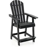 Costway Hoge Adirondack stoel met voetensteun, weerbestendige barkruk van HDPE, balkonstoel met armleuning, outdoor Adirondack stoel voor tuin, terras, zwart