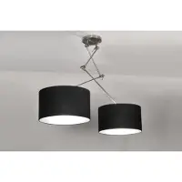 Lumidora Hanglamp 30097 - BROOKLYN - 2 Lichts - E27 - Zwart - Textiel