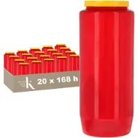 Kristen Kaars 7 Dagen Rood – Kaarsen – 20 Stuks – Herdenkingslicht – Grafkaars – Brandduur 168 Uur – Voor Binnen en Buiten