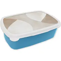 MuchoWow Broodtrommel Blauw - Lunchbox Bruin - Japandi - Abstract - Brooddoos 18x12x6 cm - Brood lunch box - Broodtrommels voor kinderen en volwassenen