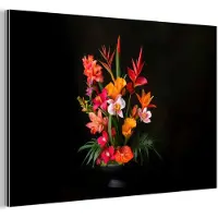 MuchoWow Aluminium schilderij 90x60 cm - Wanddecoratie metaal - Boeket - Bloemen - Exotisch - Metalen muurdecoratie woonkamer - Decoratie industrieel - Foto op dibond - Industriële accessoires slaapkamer