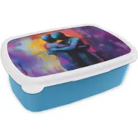 MuchoWow Broodtrommel Blauw - Lunchbox Omarmen - Lichamen - Paars - Brooddoos 18x12x6 cm - Brood lunch box - Broodtrommels voor kinderen en volwassenen