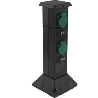 Q-Link tuinpaal - 4 x stopcontact - randaarde - IP44 - 40 cm - polypropyleen - zwart