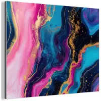 MuchoWow Aluminium schilderij 160x120 cm - Wanddecoratie metaal - Marmer - Modern - Goud - Metalen muurdecoratie woonkamer - Decoratie industrieel - Foto op dibond - Industriële accessoires slaapkamer
