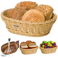 Cheqo Ovale Broodmand - Broodmandje - Fruitmand - Waterbestendig - Mand - Mandje - Rieten Look