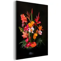 MuchoWow Aluminium schilderij 90x120 cm - Wanddecoratie metaal - Boeket - Bloemen - Exotisch - Metalen muurdecoratie woonkamer - Decoratie industrieel - Foto op dibond - Industriële accessoires slaapkamer