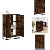vidaXL Hoge Kast - Hoge Kasten - Zijkast - Highboard - Hoge kast 68x35x106,5 cm bewerkt hout en metaal gerookt eiken