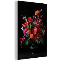 MuchoWow Aluminium schilderij 80x120 cm - Wanddecoratie metaal - Bloemen - Boeket - Sierlijk - Metalen muurdecoratie woonkamer - Decoratie industrieel - Foto op dibond - Industriële accessoires slaapkamer