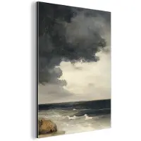 MuchoWow Aluminium schilderij 60x80 cm - Wanddecoratie metaal - Kust - Golven - Rots - Storm - Metalen muurdecoratie woonkamer - Decoratie industrieel - Foto op dibond - Industriële accessoires slaapkamer