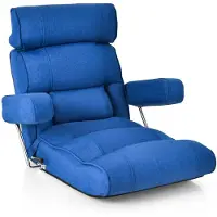 Costway Vloerstoel, inklapbare bondenbank met verstelbare rugleuning, hoofdsteun, lendensteun en opklapbare armleuningen, vloerstoel, relaxstoel voor meditatie, lezen, gamen