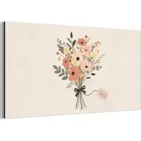 MuchoWow Aluminium schilderij 40x20 cm - Wanddecoratie metaal - Bloemen - Quote - Beige - Lint - Metalen muurdecoratie woonkamer - Decoratie industrieel - Foto op dibond - Industriële accessoires slaapkamer