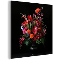 MuchoWow Aluminium schilderij 20x20 cm - Wanddecoratie metaal - Bloemen - Boeket - Sierlijk - Metalen muurdecoratie woonkamer - Decoratie industrieel - Foto op dibond - Industriële accessoires slaapkamer