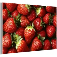 MuchoWow Aluminium schilderij 180x120 cm - Wanddecoratie metaal - Aardbei - Fruit - Rood - Metalen muurdecoratie woonkamer - Decoratie industrieel - Foto op dibond - Industriële accessoires slaapkamer