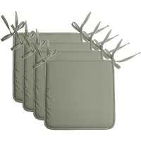 Stof Textile Home stoelkussens - 4x - groen - 38 x 38 x 3 cm - voor binnen - touwtjes sluiting - zitkussens plat - vierkant