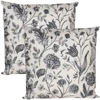 Anna's Collection Sierkussen voor binnen en buiten - 2x - vintage flowers - creme wit - 60 x 60 cm - tuinkussen