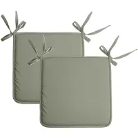 Stof Textile Home stoelkussens - 2x - groen - 38 x 38 x 3 cm - voor binnen - touwtjes sluiting - zitkussens plat - vierkant