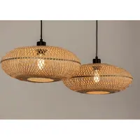 Lumidora Hanglamp 31242 - BAMBOO - 2 Lichts - E27 - Bruin - Naturel - Metaal