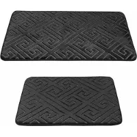Homelux Badmat - Badkamer tapijt - Antislip - 2-delig - Badmatset- Water-absorberende badmat - 60 x 100 + 60 x 50 cm - Zwart