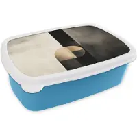 MuchoWow Broodtrommel Blauw - Lunchbox Vormen - Modern - Zwart - Brooddoos 18x12x6 cm - Brood lunch box - Broodtrommels voor kinderen en volwassenen