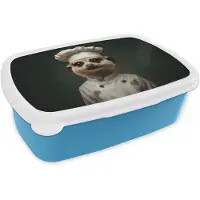 MuchoWow Broodtrommel Blauw - Lunchbox Dier - Kok - Stokstaartje - Brooddoos 18x12x6 cm - Brood lunch box - Broodtrommels voor kinderen en volwassenen
