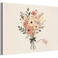 MuchoWow Aluminium schilderij 90x60 cm - Wanddecoratie metaal - Bloemen - Quote - Beige - Lint - Metalen muurdecoratie woonkamer - Decoratie industrieel - Foto op dibond - Industriële accessoires slaapkamer