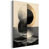MuchoWow Aluminium schilderij 90x120 cm - Wanddecoratie metaal - Cirkels - Schaduw - Abstract - Metalen muurdecoratie woonkamer - Decoratie industrieel - Foto op dibond - Industriële accessoires slaapkamer