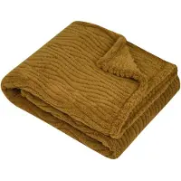 Stof Textiles Plaid / bankdeken / bedsprei Columbia - camel - 180 x 220 cm - zachte polyester - 2 persoons