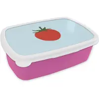 MuchoWow Broodtrommel Roze - Lunchbox Rood - Tomaat - Groente - Brooddoos 18x12x6 cm - Brood lunch box - Broodtrommels voor kinderen en volwassenen