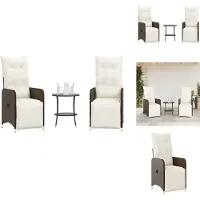 vidaXL Tuinstoelen 2 st verstelbaar met tafel poly rattan bruin